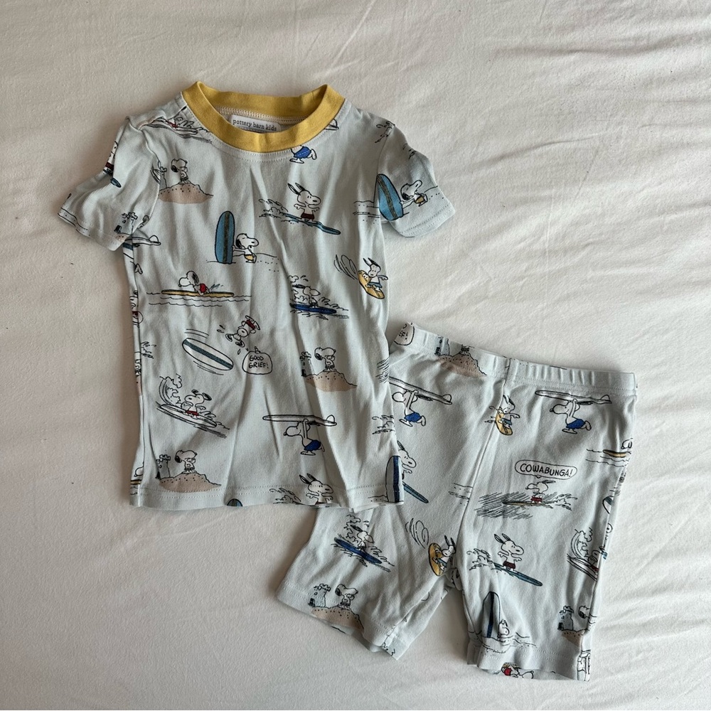 Pottery Barn Kids | Snoopy Surf Peanuts Short Sleeve Pajama | sz 4T